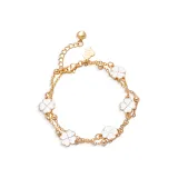 Браслет с четырехлистным клевером, двухслойный [белый]