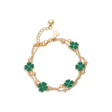 Браслет с четырехлистным клевером, двухслойный [зеленый]