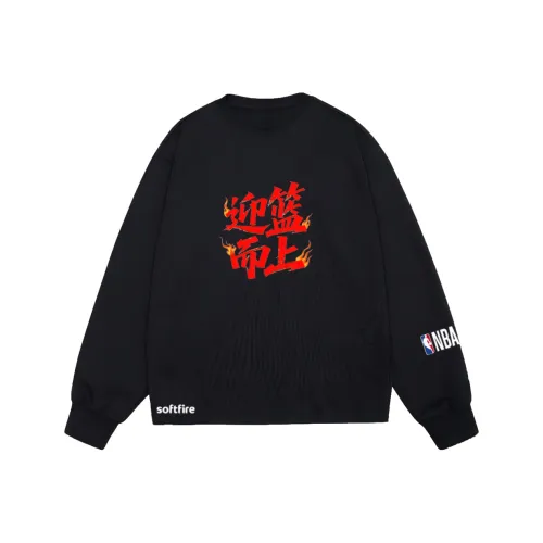 NBA Длинный рукав круглый вырез футболка весна-осень SOFTFIRE с принтом для подростков модный тренд черный унисекс