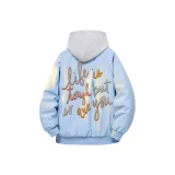 Светло-синий хлопковый пуховик (в комплекте с высококачественным белым и серым свитшотом с фотокемией)