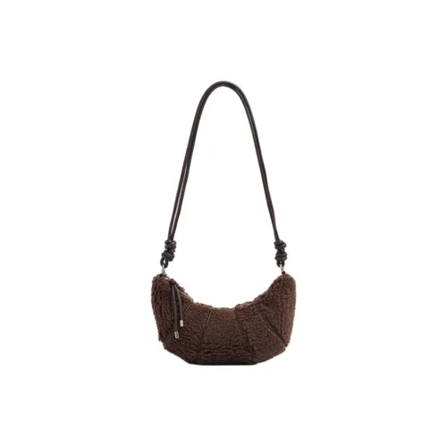 NOMK Плюшевая сумка через плечо стандартная женская кофейного цвета