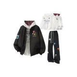 Черный + Случайный Свитшот + Черные Спортивные Штаны