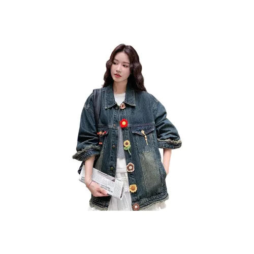PNVB Винтажный синий женский джинсовый куртка
