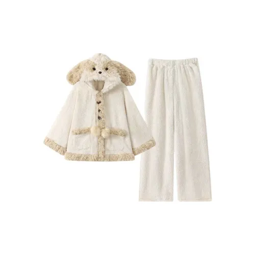 QINGYING Cute Puppy Pajama Set Women's Pajama Sets