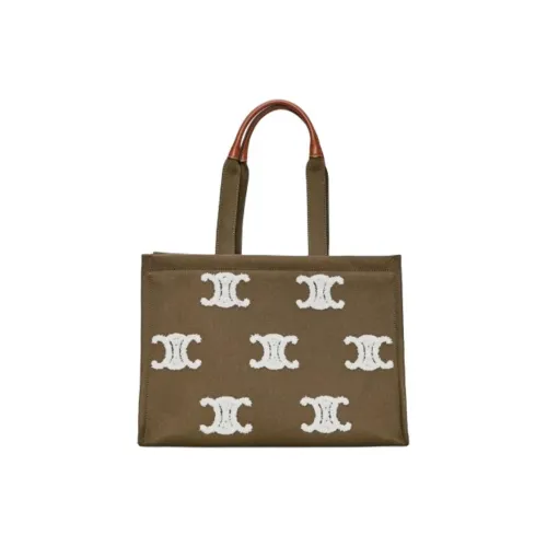 CELINE Cabas Thais Кожа Одно Плечо Сумка Женская Оливково-Зеленая