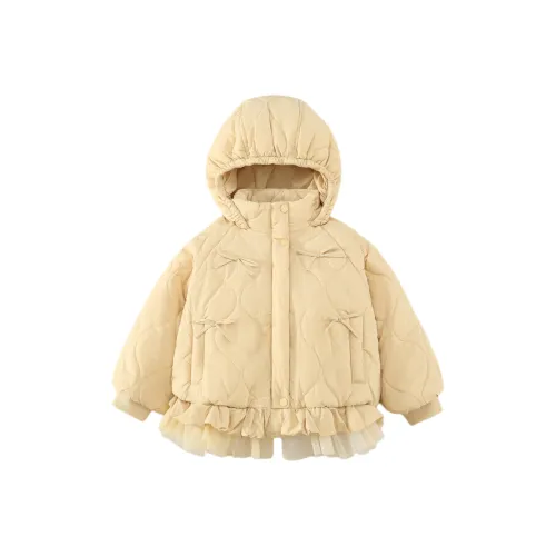 SHIBU Одежда для ДЕТЕЙ D9025 Кружевная отделка Хлопковый пуховик в Желтом цвете для дошкольников Утеплённые куртки