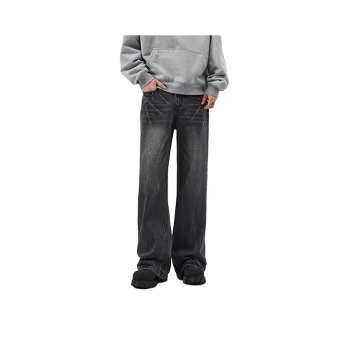 GMTK Выстиранный Черный Полу-Эластичный Пояс Мужские Джинсы