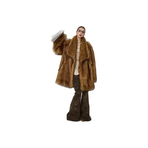 Devanro Золотисто-коричневый Женские Меховые изделия