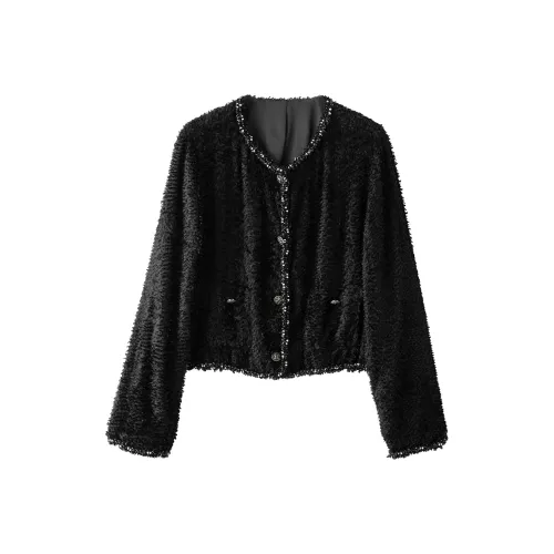 ZHEXI Черное Женское Короткое Пальто