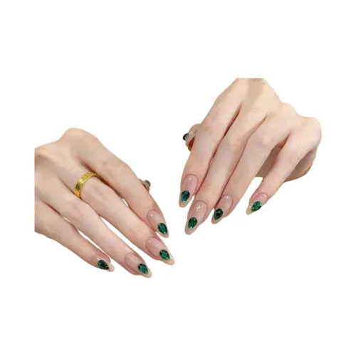 T Z Изумруд Teardrop Мелкие блестки Premium Luxury False Nail Миндаль MID Длина (размер в длину) Яшмовый Румяна Stain