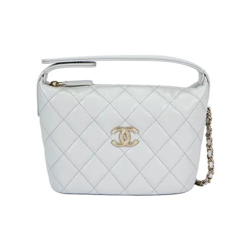 CHANEL Зернистая текстура кожа личи коровья кожа сумка-ланчбокс сумка через плечо сумка женская светло-серый