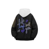 Черный хлопковый пуховик (в комплекте с высококачественным бело-серым свитшотом с фотанией)