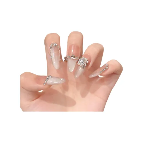 SHAQINUO [Бледная Гора к Снегу] Премиум Роскошь Чистый Кошачий глаз Ручная работа Флатеринг Ногти Арт