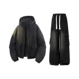 Чёрная куртка + чёрные флисовые брюки