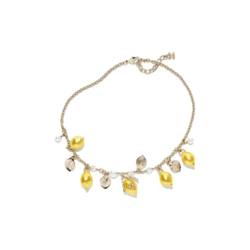 CHANEL Металлические ожерелья Женские Золото Жемчуг Желтый Белый