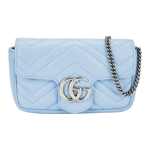 GUCCI GG Marmont Кожа Сумка через плечо Сумка на плечо Стандартная Женская Синяя Цвет Candy Единорог Цвет