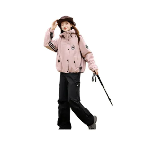 SHANGJING Розовый + Темно-синий Женские Парки