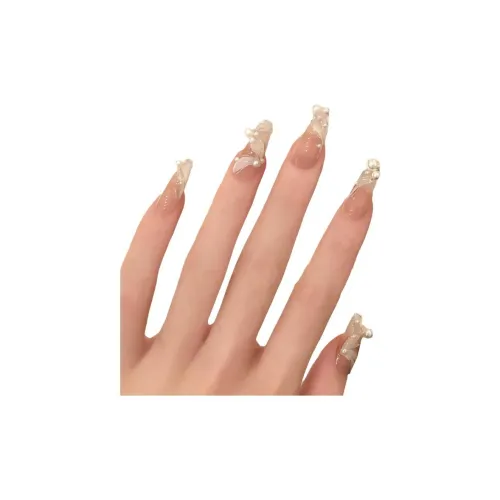 OUYUJI Ручная работа Искусственные Ногти Декоративные Ленты MID Длина Квадратный и Круглый Кожа Размытие Стразы Украшенный