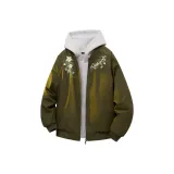 Армейский зеленый хлопковый пуховик (в комплекте с высококачественным белым и серым свитшотом с фотокемией)