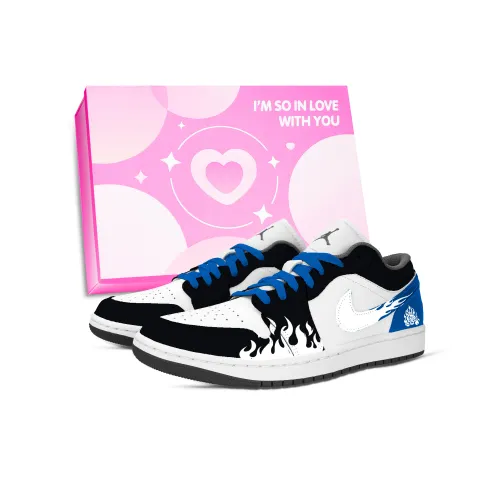 Jordan Air Jordan 1 Fire Bone Chant Коробка Устойчивая к износу Низкий Топ Винтажные баскетбольные кроссовки Унисекс