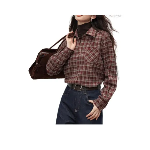 FOSS PHIL Бургунди Клетка Женская Рубашка