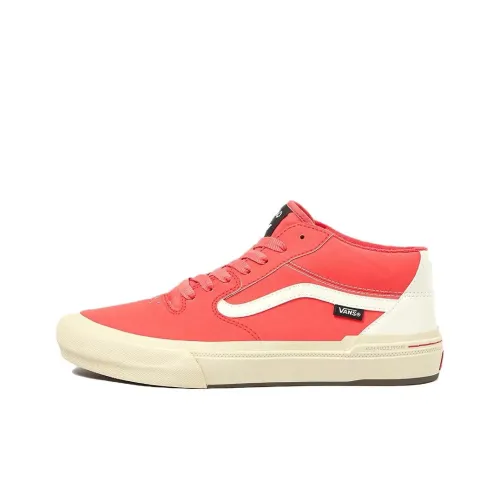 VANS BMX Style 114 Устойчивые к истиранию Поддержка MID Скейтборд Кроссовки Унисекс Розовые Белые