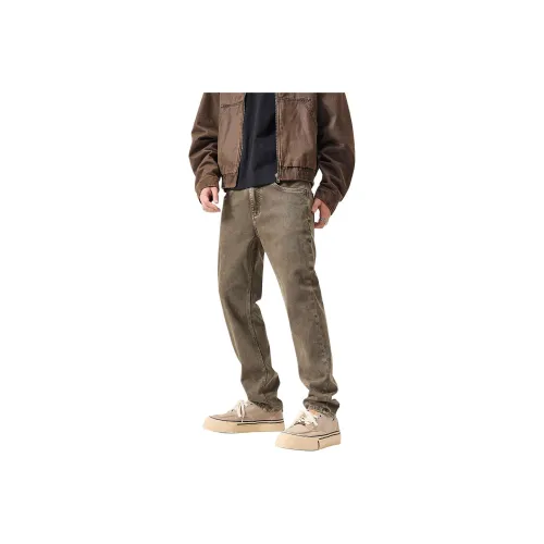 NITENG War Wolf Green Men's Jeans