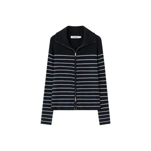 SOON FLOWER Серый с синими полосами Женские Свитера