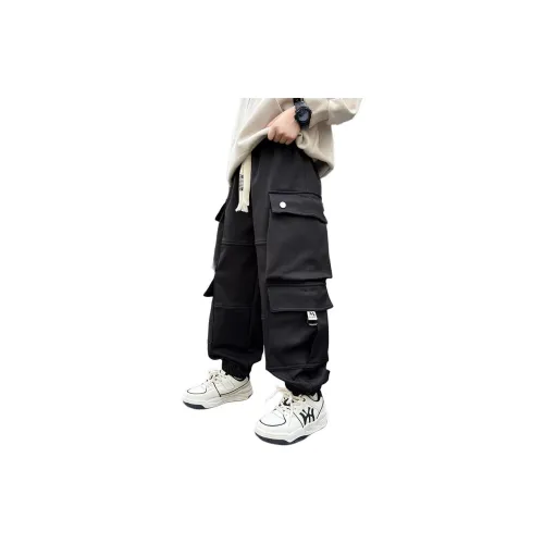 YALU Черный флис с подкладкой YYA68050 Школьные брюки карго