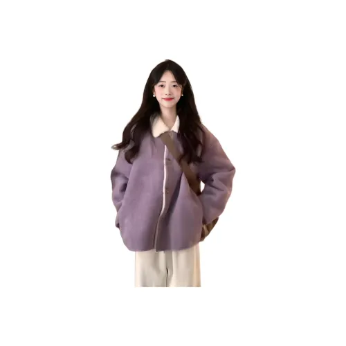 Langqing Фиолетовое Женское Пальто