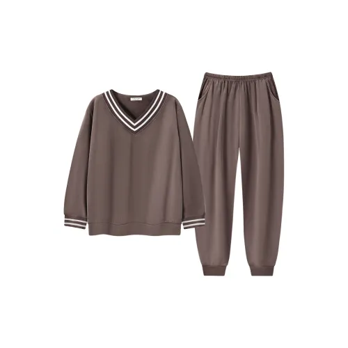 PANQIMEI D67001 Темный Кофейный Женский Пижамный Комплект