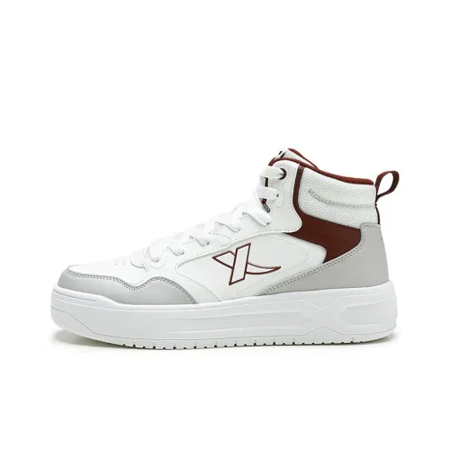 XTEP Высокие топы Повседневная обувь для скейтбординга Мужская Парус Белый Голубь Серый Команда Красный