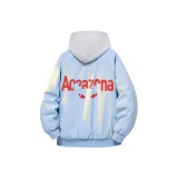 Светло-синий хлопковый пуховик (в комплекте с высококачественным белым и серым свитшотом с фотокемией)