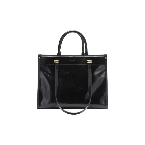 Simedin Сумка-тоут из коровьей кожи большая женская глубокий черный цвет