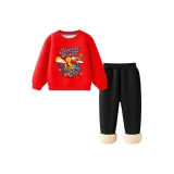 [Thickened Sherpa] Красный Черный Комплекты Одежды