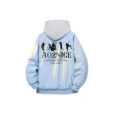 Светло-синий хлопковый пуховик (утеплённый)