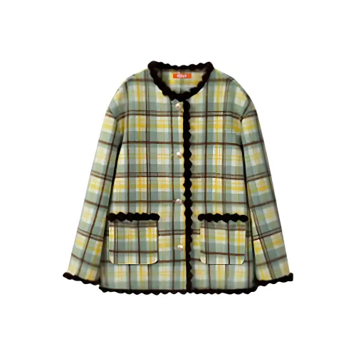 RTNH Желто-зеленая клетка Женские бархатные куртки