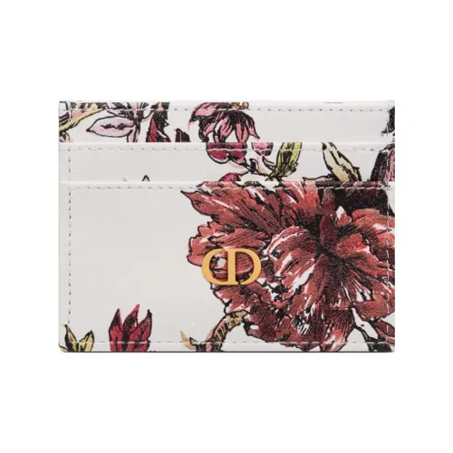 DIOR Caro Овчина Картхолдер Картхолдер Женские Белый Красный