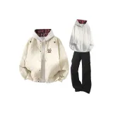 Хаки + Белый Серый Свитшот + Черные Штаны