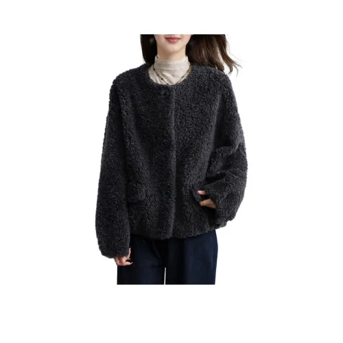 Langqing Темно-серый Бесплатная доставка On LANGLA Бренд Наклеенный Женские Короткие пальто