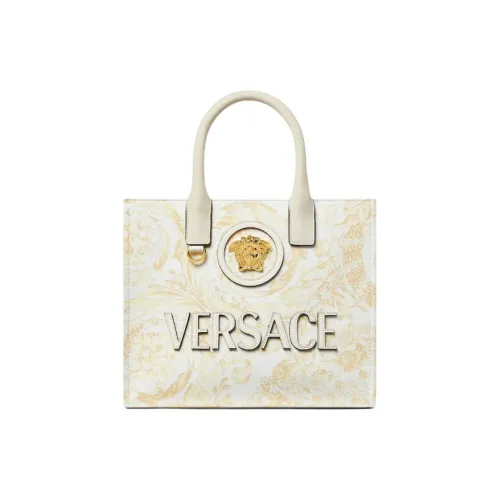 VERSACE La Medusa Хлопок Сумка Маленькая Женская Белая и Золотая