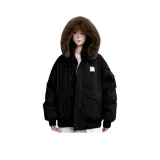 Черный хлопковый пуховик