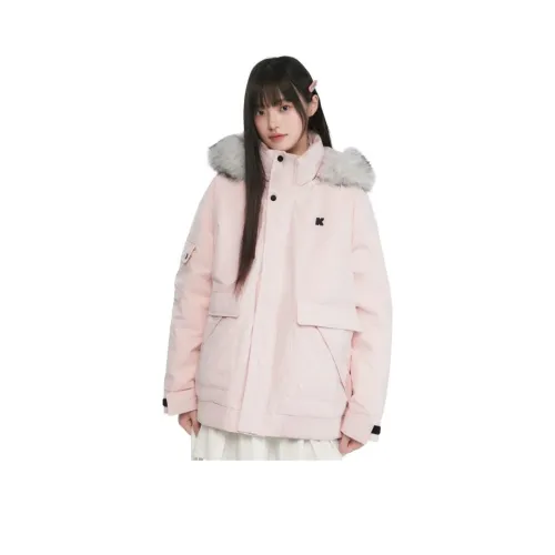 HNUF Розовый хлопковый пуховик Женские пуховики (пуфы)