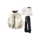 Хаки + Случайный Свитшот + Черные Спортивные Штаны