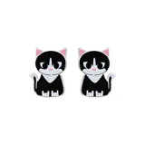 Серьги-гвоздики Cartoon [Черный Белый Котенок]