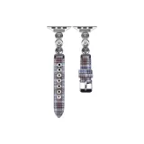 Серебряные пуговицы с фиолетовым узором в клетку