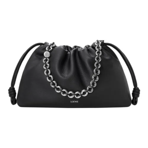 LOEWE Flamenco Телячья кожа Одно плечо Сумка Большая Женская Черная