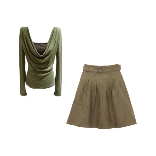 KKX Зеленый Женский Комплект с Юбкой
