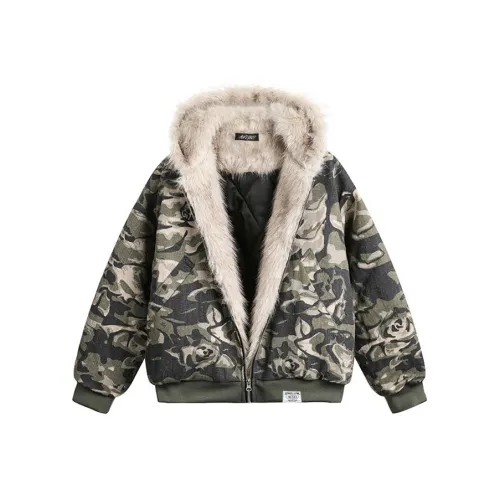 W7H1 Армейский зеленый Унисекс Пуховики