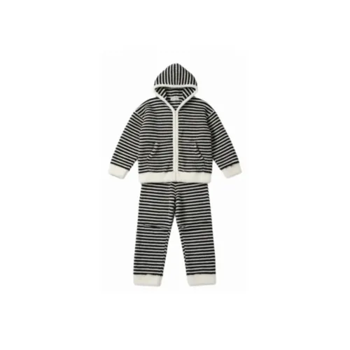 XIAOLIZI Черный Белый Полосы Молния Топ+Штаны Женские Пижамные Комплекты